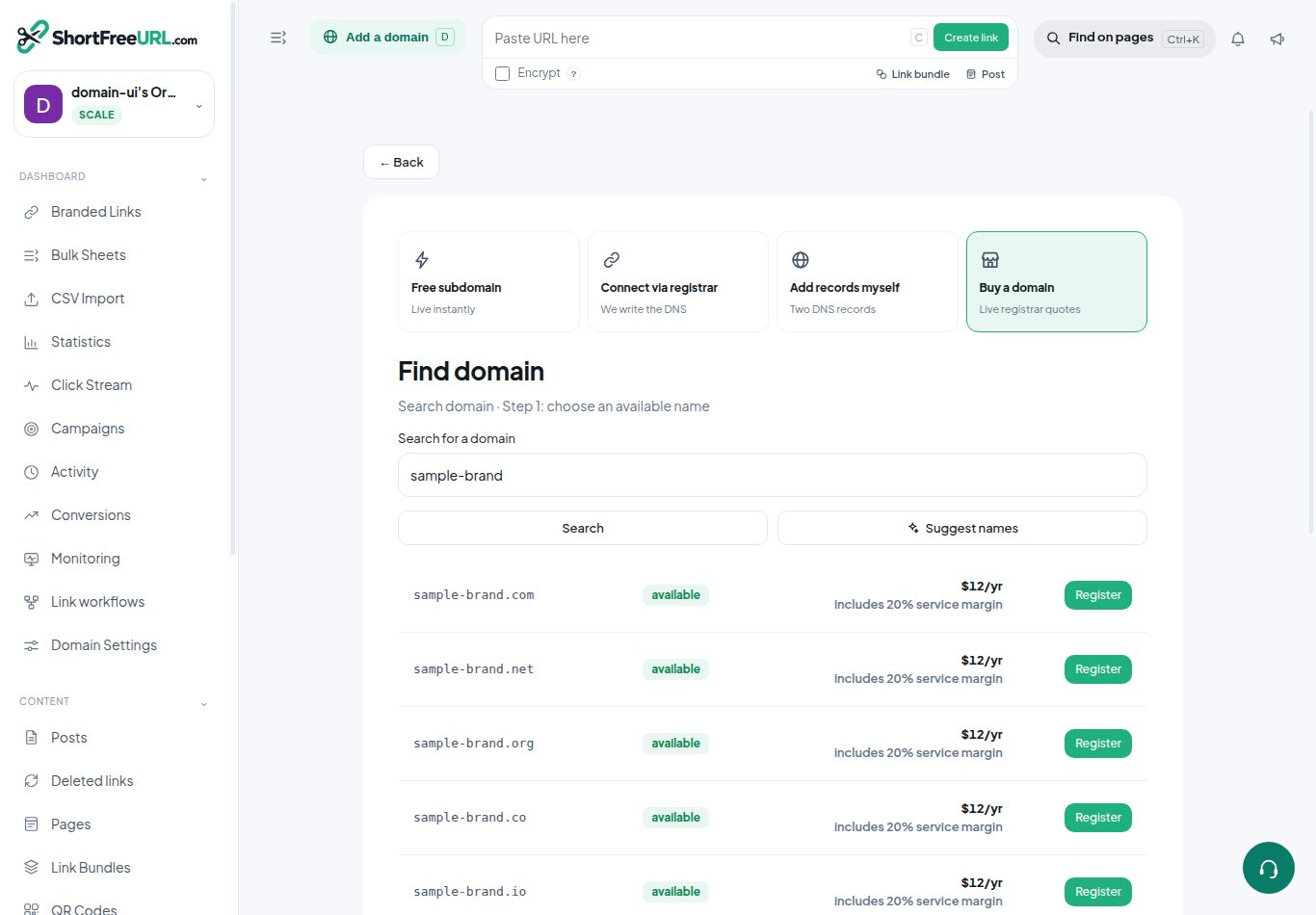 Registrar search with final prices