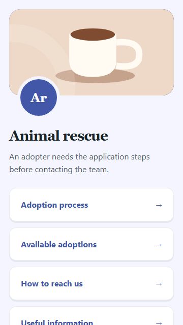 Animal rescue — Contact and enquiries page design