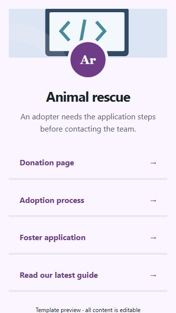 Animal rescue — Resource directory page design