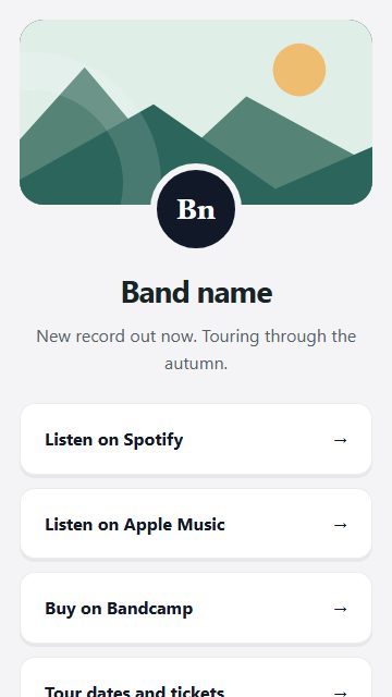 Band links page design