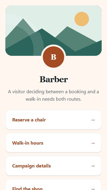 Barber — Campaign spotlight page design
