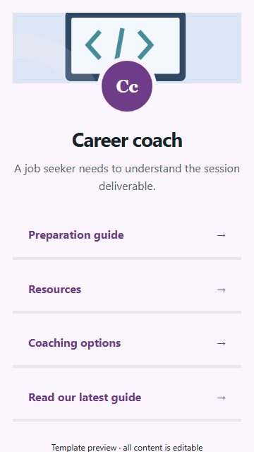 Career coach — Resource directory page design