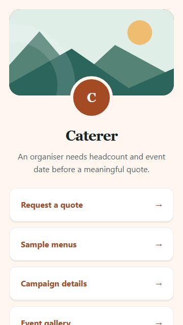Caterer — Campaign spotlight page design