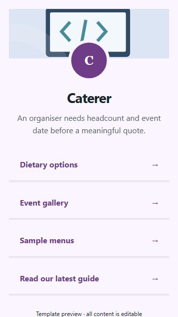 Caterer — Resource directory page design