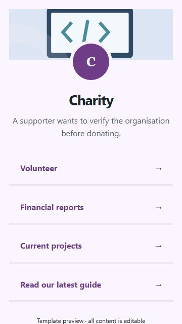 Charity — Resource directory page design
