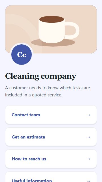 Cleaning company — Contact and enquiries page design