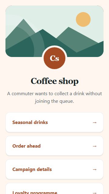 Coffee shop — Campaign spotlight page design