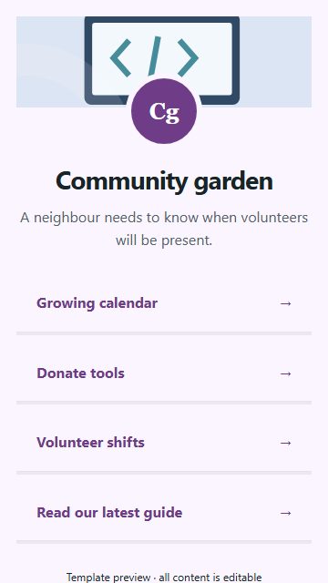 Community garden — Resource directory page design