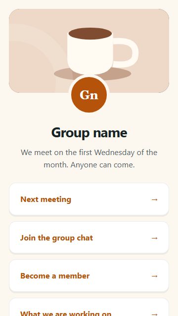 Community group page design