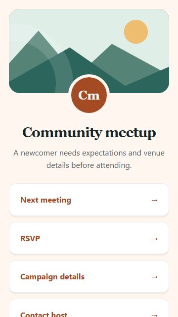 Community meetup — Campaign spotlight page design