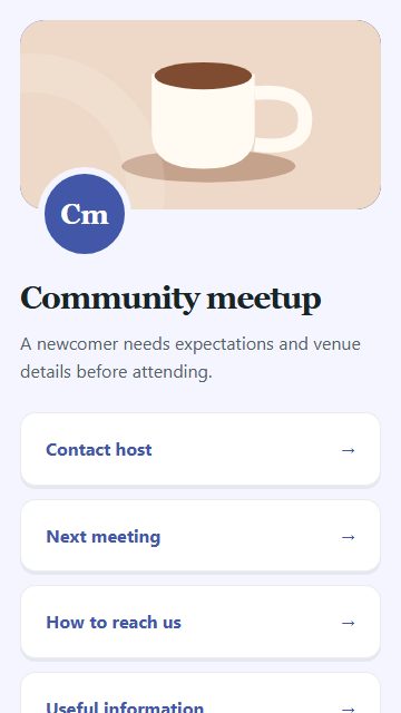 Community meetup — Contact and enquiries page design