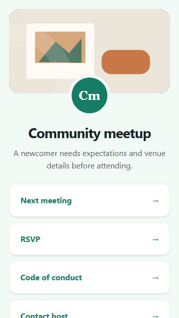 Community meetup — Welcome hub page design