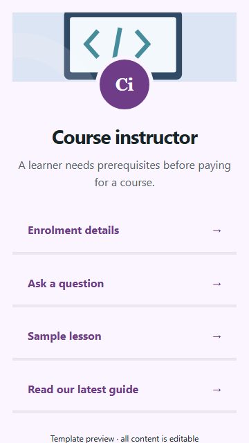 Course instructor — Resource directory page design