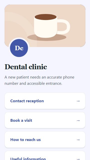 Dental clinic — Contact and enquiries page design