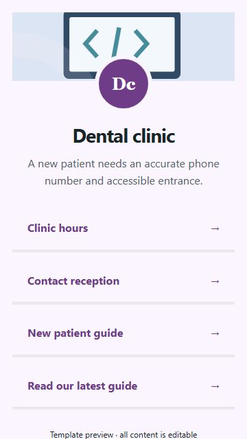 Dental clinic — Resource directory page design