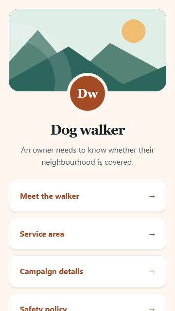 Dog walker — Campaign spotlight page design