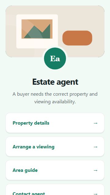 Estate agent — Welcome hub page design