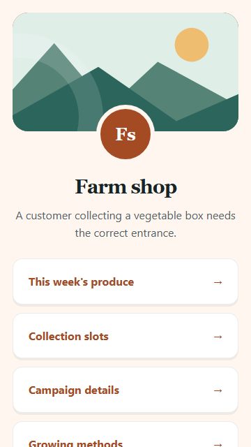 Farm shop — Campaign spotlight page design