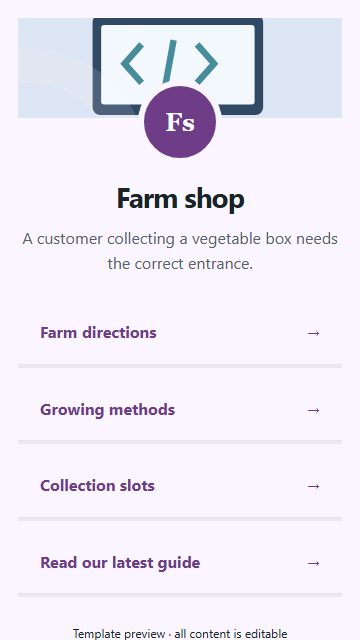 Farm shop — Resource directory page design