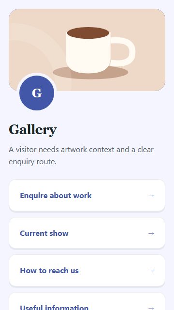 Gallery — Contact and enquiries page design
