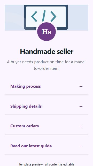 Handmade seller — Resource directory page design