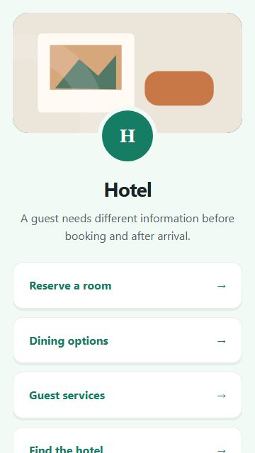 Hotel — Welcome hub page design