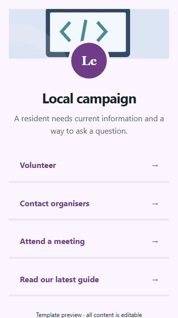 Local campaign — Resource directory page design