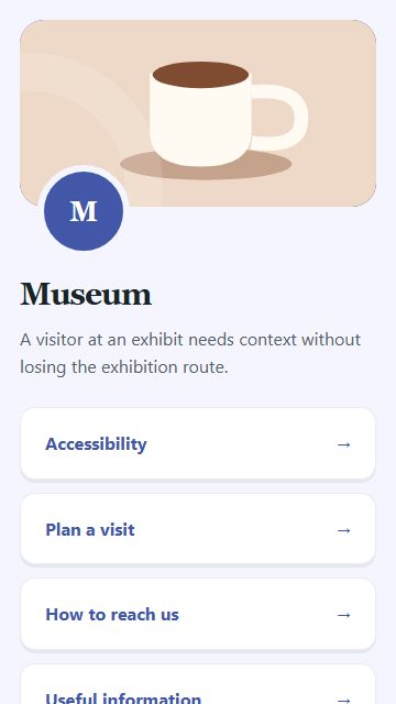 Museum — Contact and enquiries page design