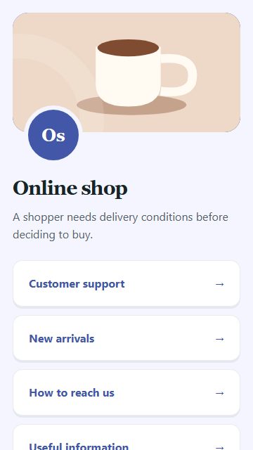 Online shop — Contact and enquiries page design