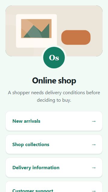 Online shop — Welcome hub page design