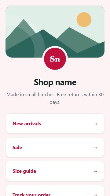 Online shop page design