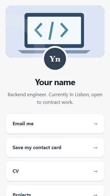 Personal card page design