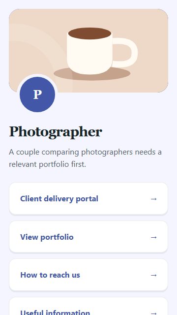 Photographer — Contact and enquiries page design