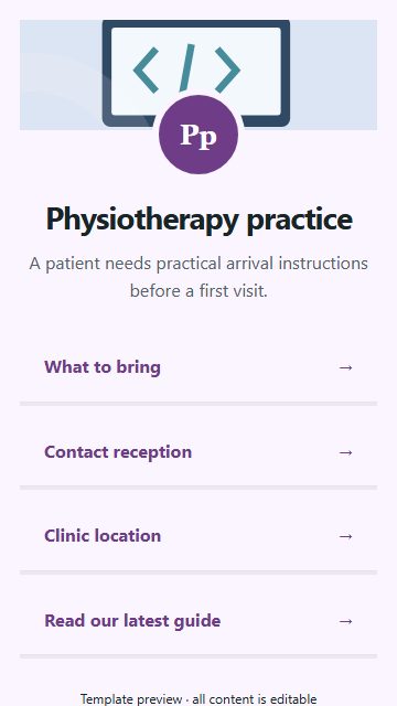 Physiotherapy practice — Resource directory page design