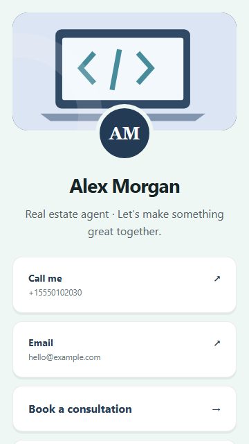 Real estate agent contact card page design