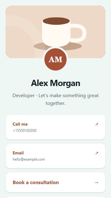 Developer contact card page design