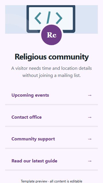 Religious community — Resource directory page design