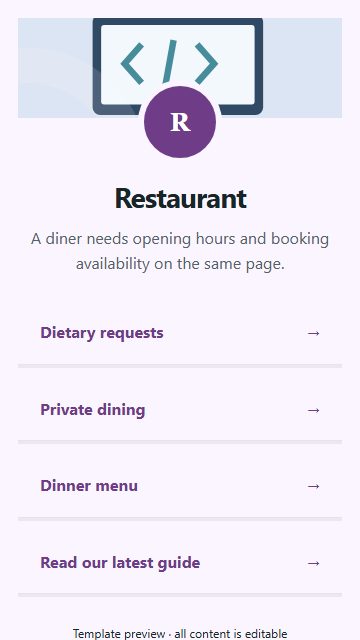 Restaurant — Resource directory page design