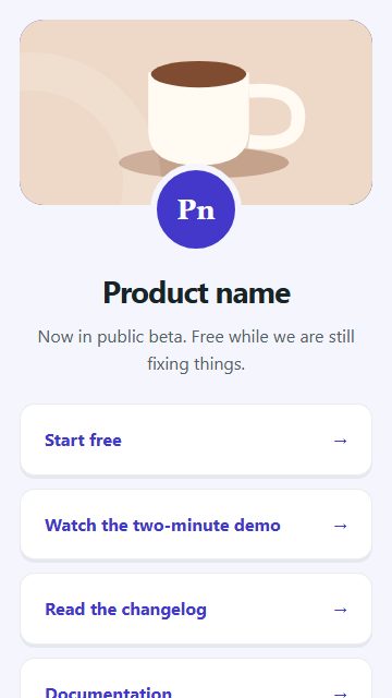 Product launch page design