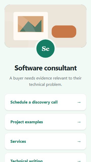 Software consultant — Welcome hub page design