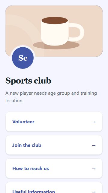 Sports club — Contact and enquiries page design