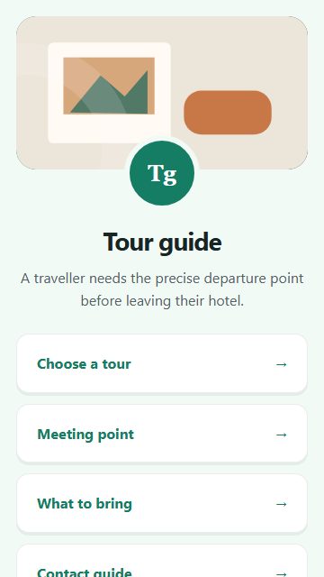 Tour guide — Welcome hub page design