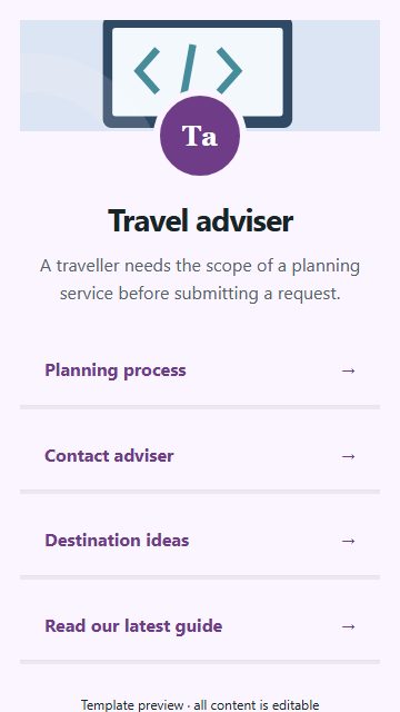 Travel adviser — Resource directory page design