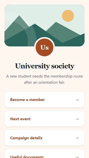 University society — Campaign spotlight page design