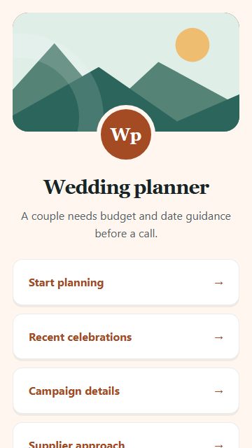 Wedding planner — Campaign spotlight page design