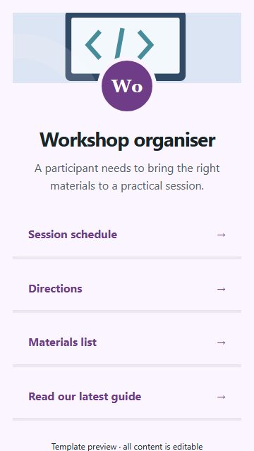 Workshop organiser — Resource directory page design