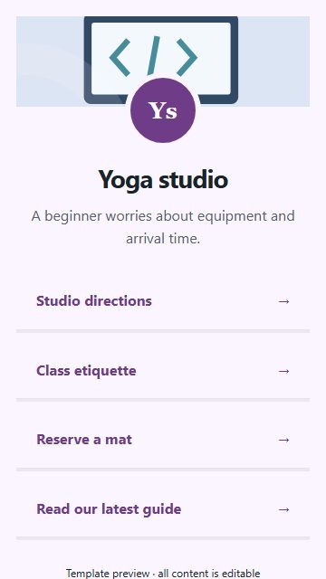 Yoga studio — Resource directory page design
