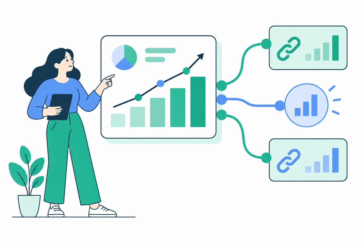 marketing team connecting people and ideas with links