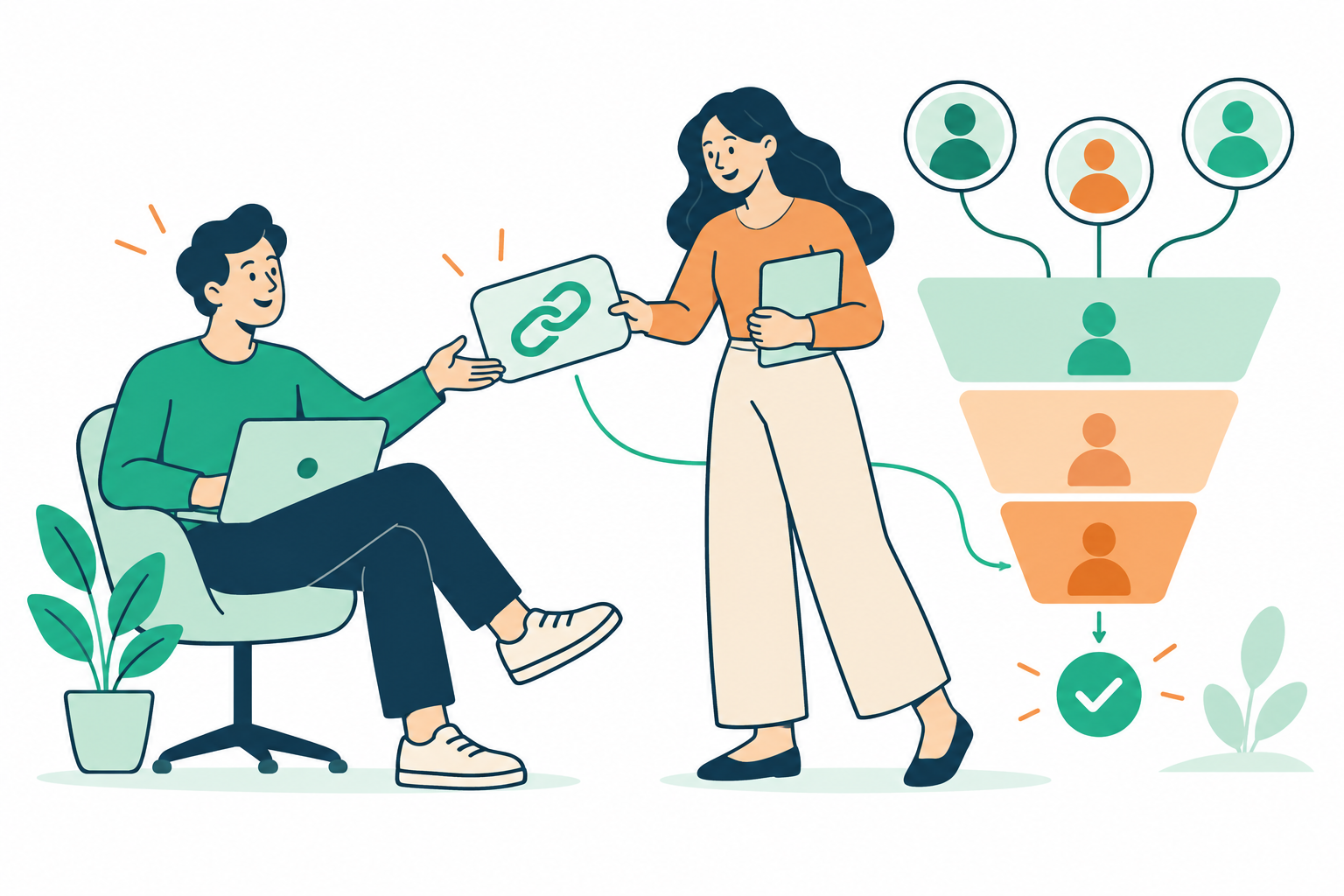 sales team connecting people and ideas with links