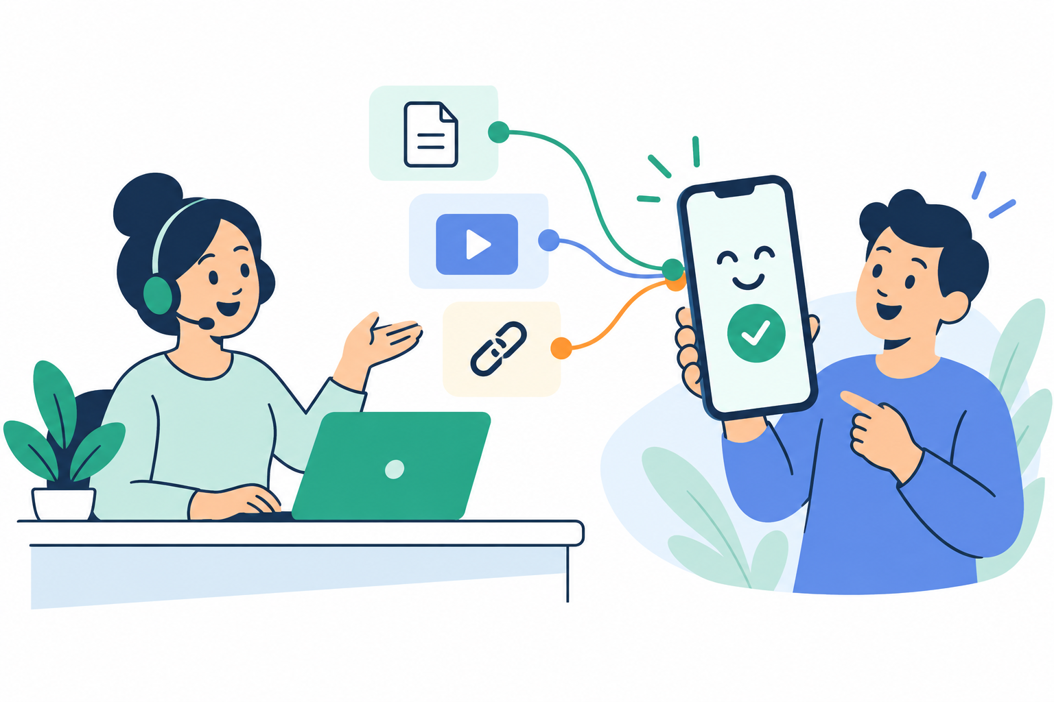 support team connecting people and ideas with links